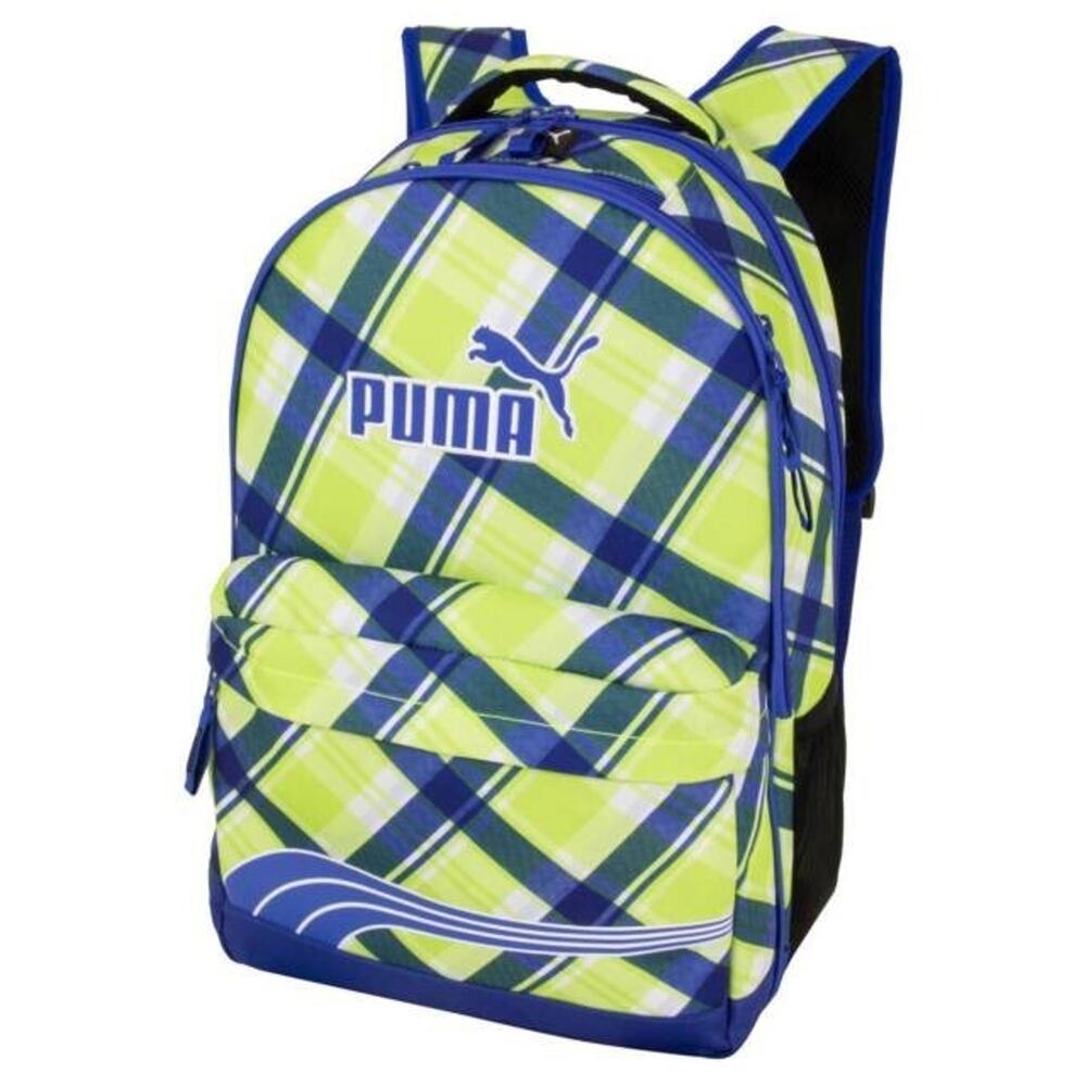 Puma Archetype Canvas Plaid 18" Backpack,School Book Bag Travel Pack